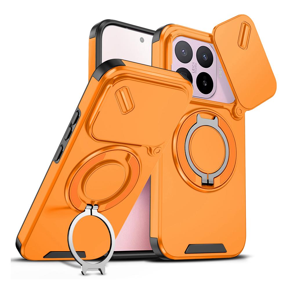 KEYSION 360° Rotating Ring Stand Phone Case for Xiaomi 17T 17T Pro 5G Slide Camera Protection Magnetic Shockproof Back Cover