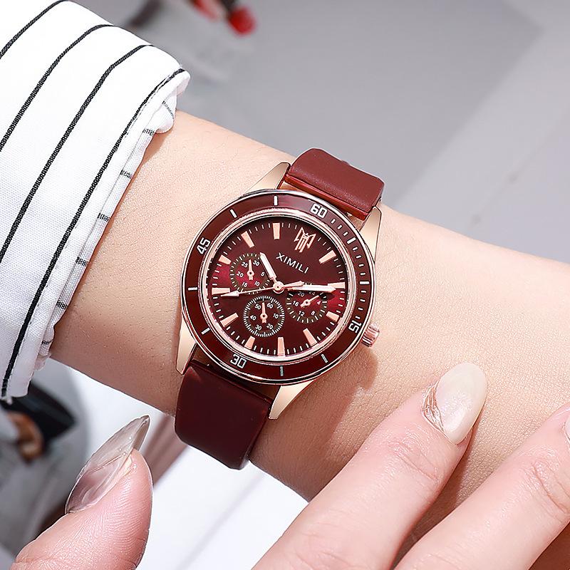 Simple Watch Female Student High Value Quartz Watch Silicone Tape Watch Female Watch красный