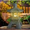 Resin Statue Light Exquisite Solar Stone Tower Light Solar LED Pagoda Lantern  Courtyard