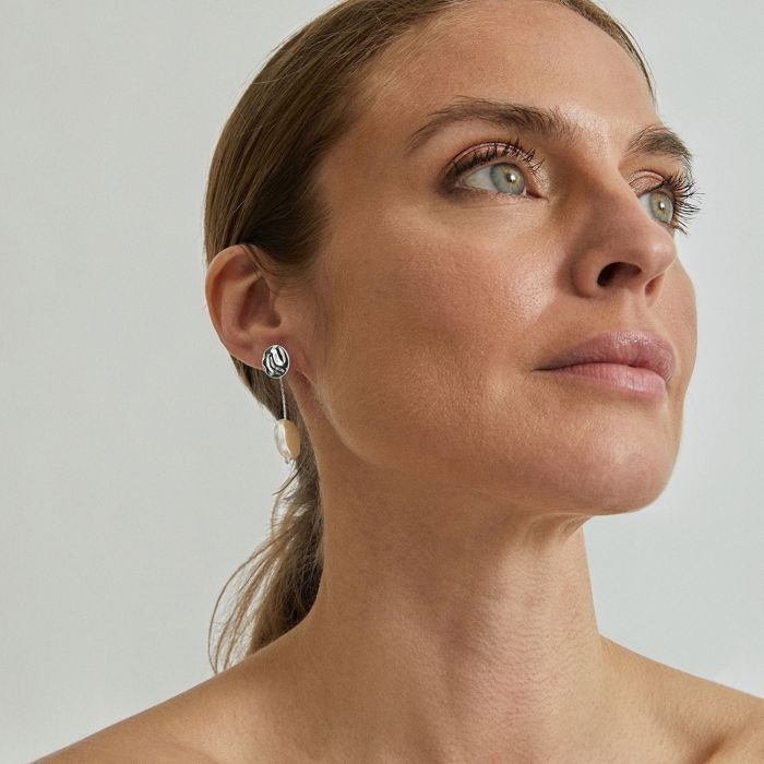 Boucles d'oreilles - LUXENTER - Vidthas - Perle blanche - Finition plaqué rhodium - Femme