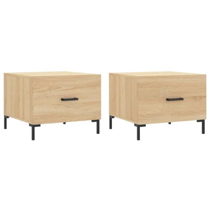 VidaXL Tables basses 2 pcs chêne sonoma 50x50x40 cm bois d'ingénierie 829403