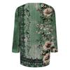 Women's Casual Round Neck Three Quarter Sleeve Floral Print Top Lightweight Soft Fabric Comfortable Fit