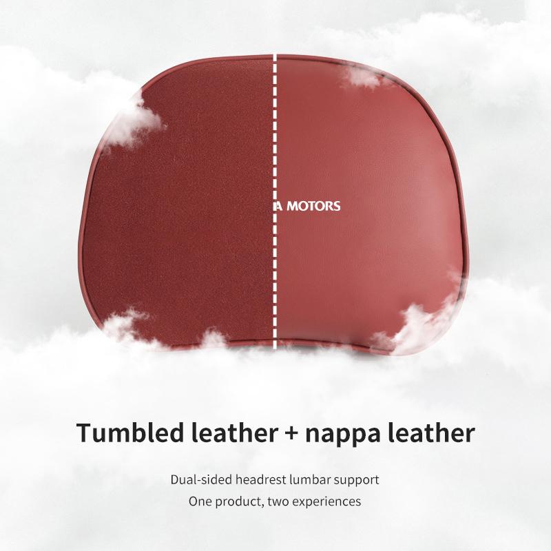 For KIA Car Leather Headrest Neck Support Seat Waist Cushion Pillow Auto Accessories Sorento Stinger Soul Spectra Niro Cadenza Nvhs30