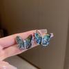Black retro flower butterfly earrings temperament high-end stud earrings fashion niche versatile light luxury earrings
