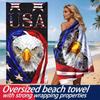 Adlermotiv der amerikanischen Flagge Mikrofaser-Strandtuch aus Polyester ist hochsaugfähig, geeignet für Schwimmen und Strandausflüge