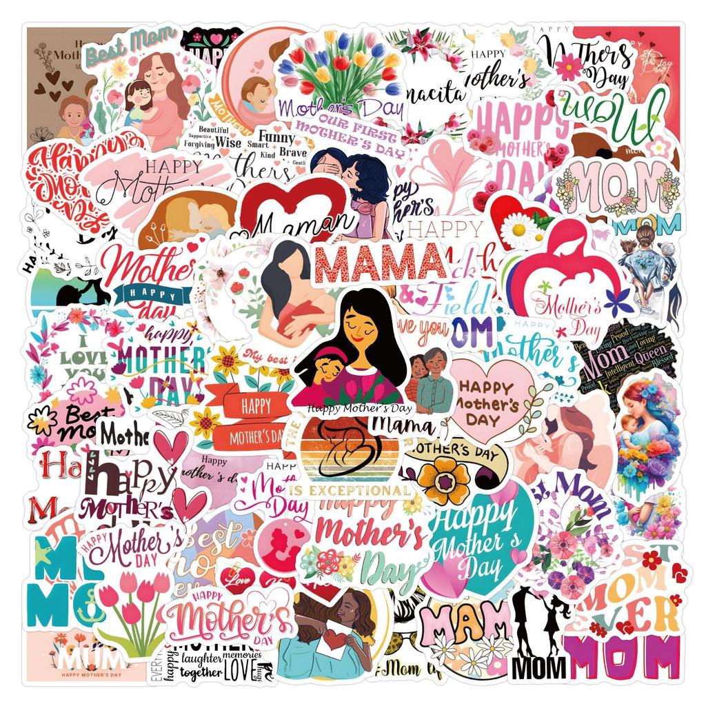 110 New Mother's Day Graffiti Stickers Decorative Skateboard Water Cup Hand Tent Waterproof Stickers