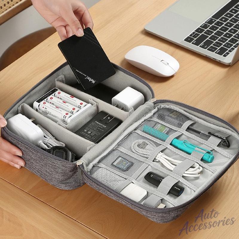 Waterproof Digital Electronic Organizer USB Data Line Charger Plug Storage Bag Separated Travel Bag For Porsche Macan Sticker OD5