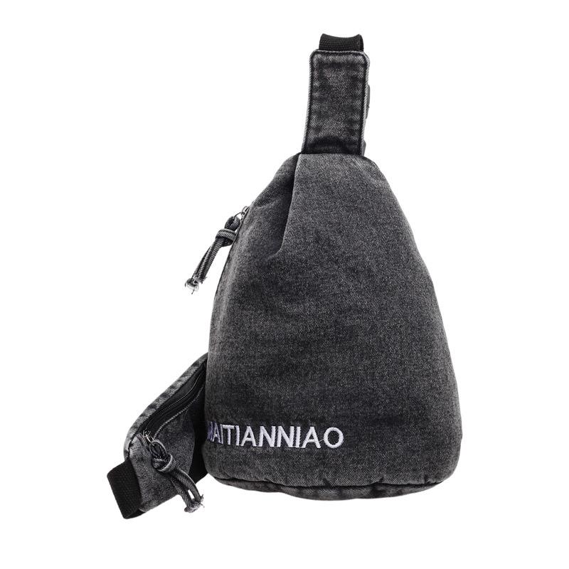 Denim Sling Bag Casual Chest Bag Lightweight Crossbody Backpack for Men and Women