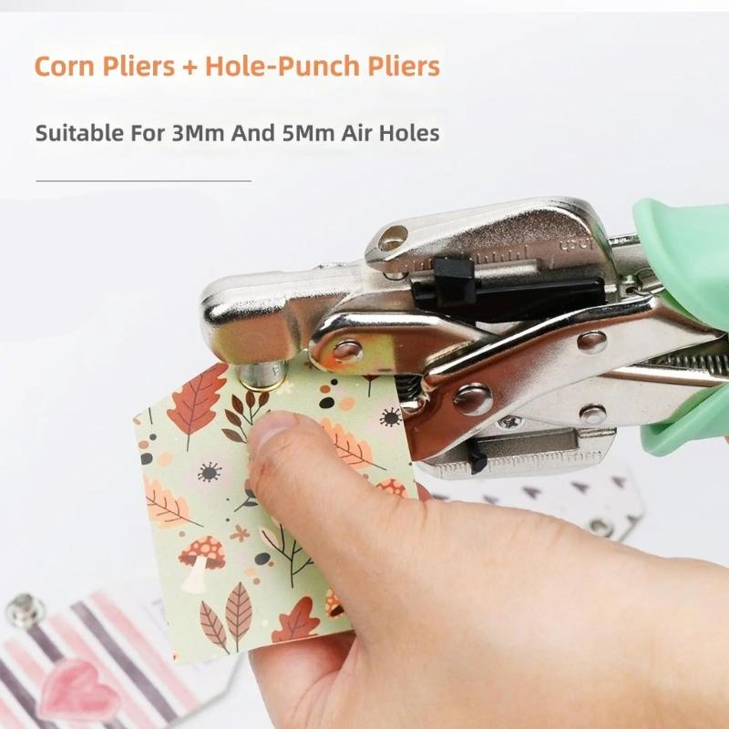 Professional 1/8 And 3/16 Inch Hole Punch Pliers Set For Leather Paper And Fabric Crafting Projects With Silicone Handle