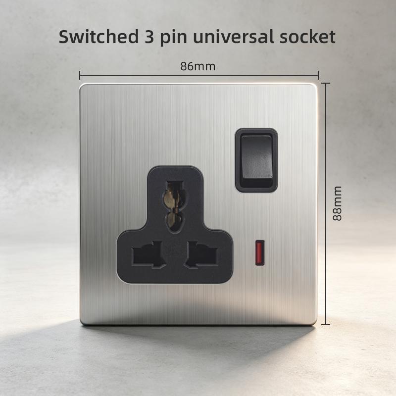 Silver Retro Dimmer Switch Light Toggle Switches With Plates UK Wall Socket 220V Universal Electrical Sockets And Switches 1