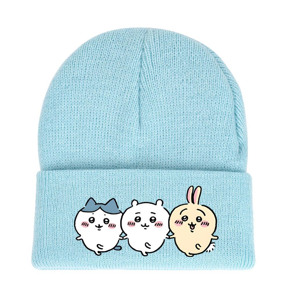 Usagi Chiikawa Round Top Dopamine Print Knit Hat For Animation Enthusiasts