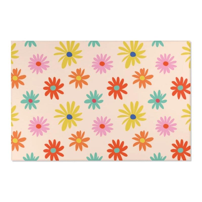 

Цветочный ретро-коврик Groovy Funky 70s Rug Area Коврик для спальни эстетичный Эстетический ретро-коврик для гостиной, спальни для девочек, ковры 40X60cm-16x24in