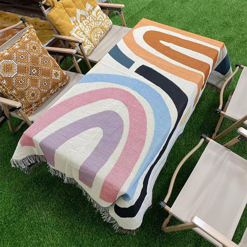 Picnic Blanket Outdoor Camping Blanket Sofa Blanket Multi Functional Line Blanket Wave Line Blanket