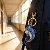 Backpack Keychain Sparkling Rhinestone Dolphin Keychain Charm Crowned Decorative Key Holder Wallet Backpack Accessory for Car