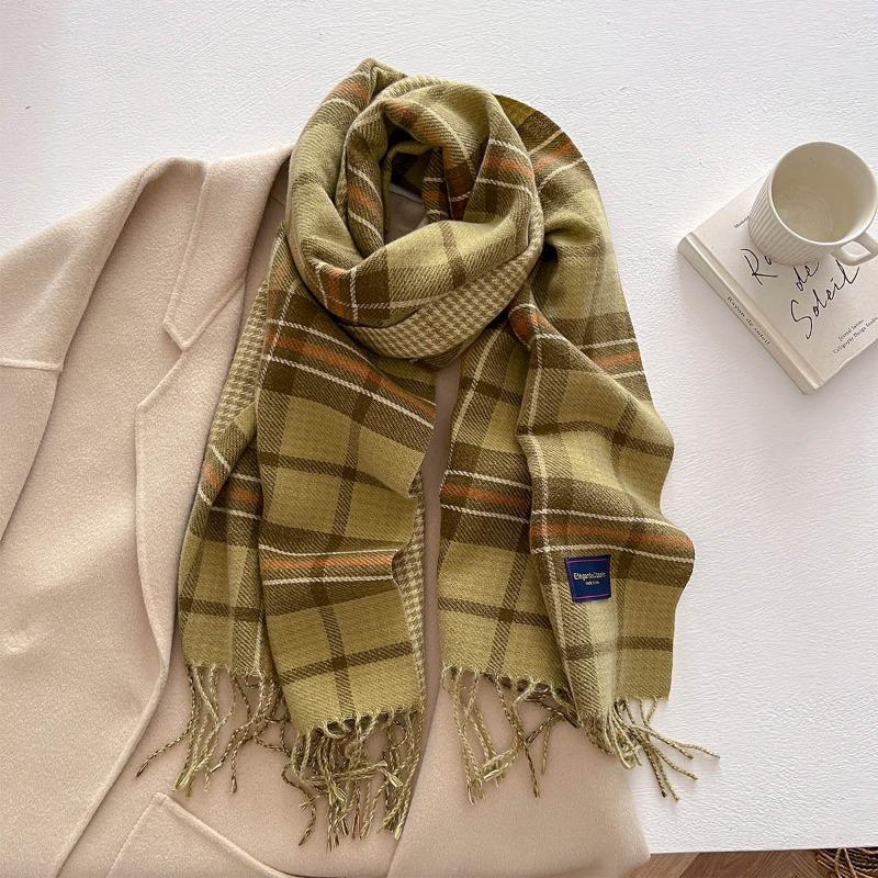 Autumn and winter new versatile scarf women's thickened woven thick beard fringed warm scarf imitation cashmere shawl