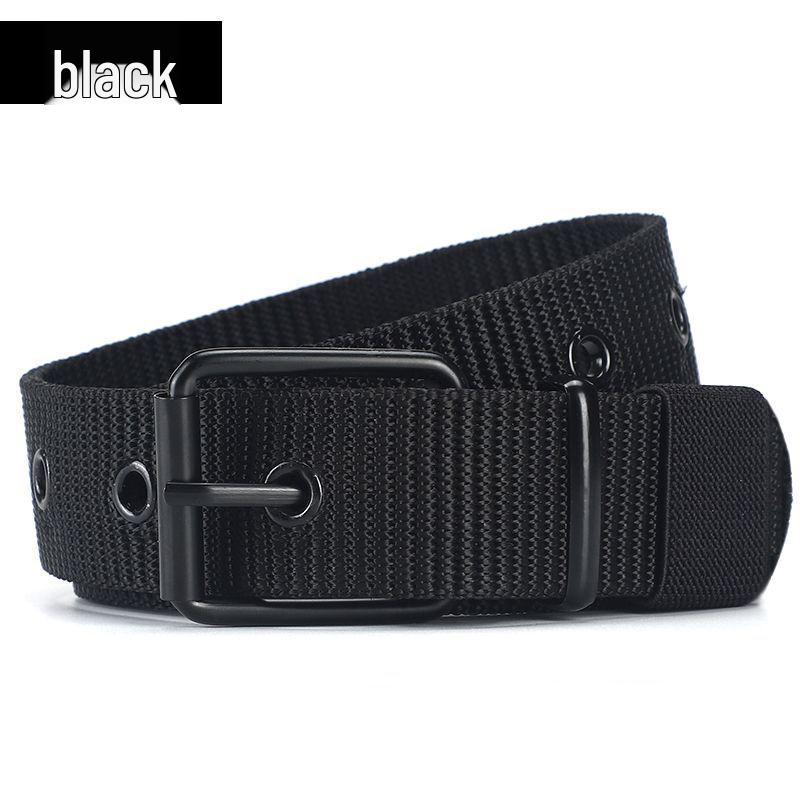 Men's Thickened Canvas Belt with Pin Buckle and Multiple Holes - Ideal for Denim, Youth, and Students