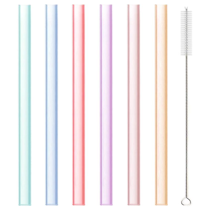 6 PCS Transparent Silicone Straws Reusable Food Grade Bendable Straight Drinking Straw With Cleaning Brush Set Party Accessory