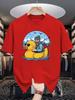 Unisex Crew Neck Tee Outdoor Fisherunisex Rubber Duck Graphic Print Soft Cotton Loose Short Sleeve Summer Casual Male Streetwear Tops