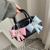 Portable Grid Bowknot Phone Charm for Bagpack Bag Pendant Keychain Keyring Gift