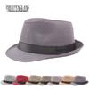 Summer Wool Knit Mesh Fedora Hat with Leather Band