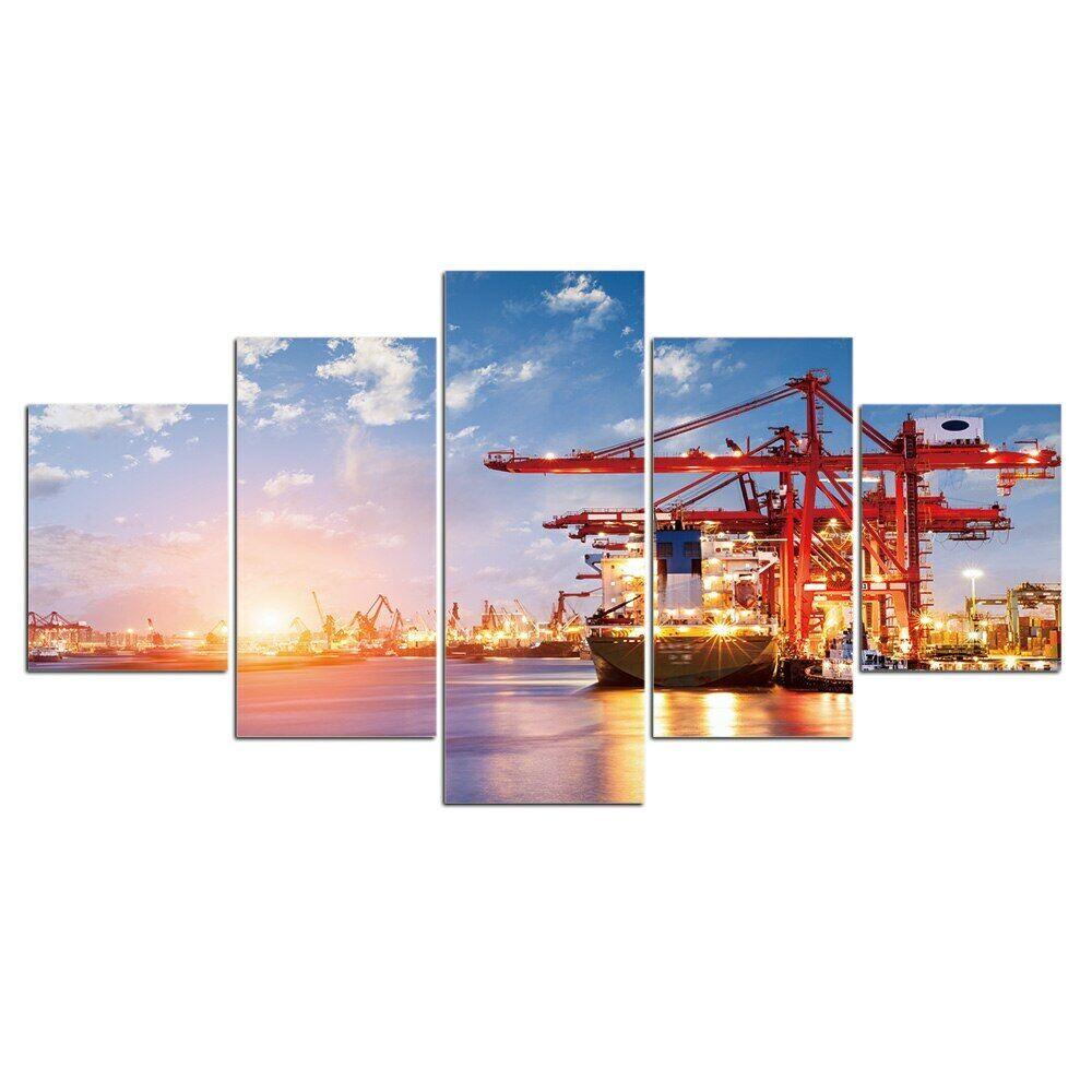 

5 шт., транспортный док, порт, корабль, декор, 5 шт., настенный декор для комнаты, современный абстрактный плакат, домашний декор, холст