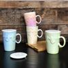 Light Luxury Colorful Relief Bow Mug with Cover Spoon Ceramic Mug
