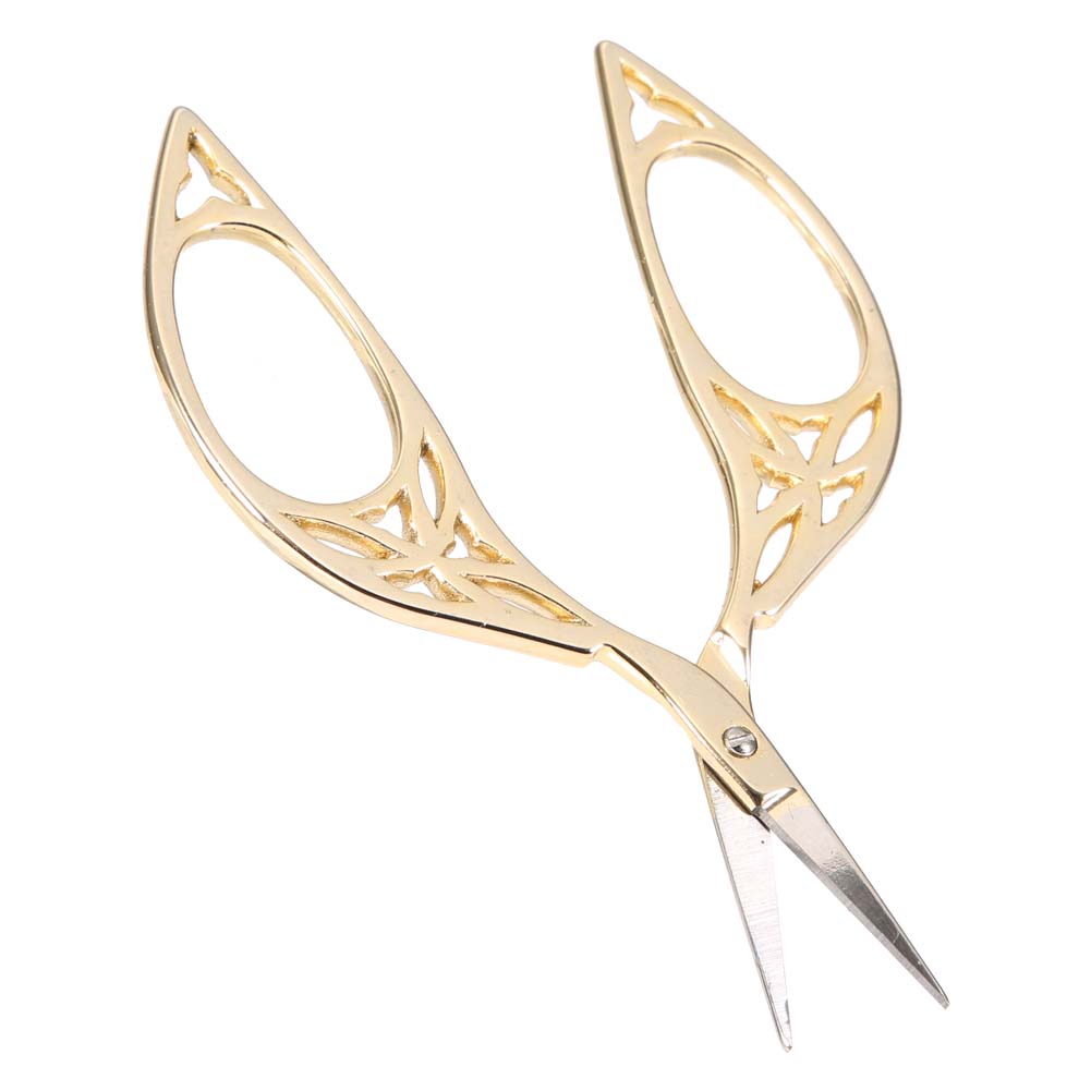 Vintage Creative Leaf Design Scissors Stainless Steel Household Needlework Scissors (Gold)