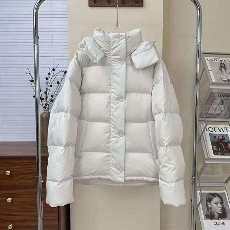 White duck down small down jacket hooded short thickened new loose duck down jacket to keep warm