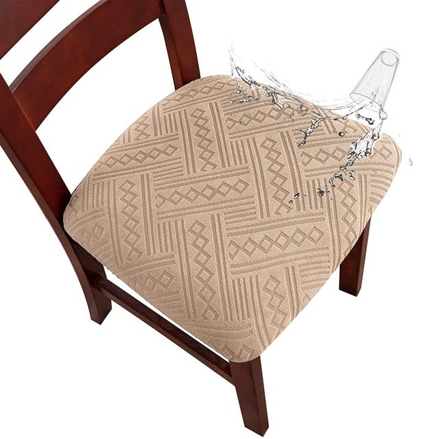 Levivel Waterproof Plain Colour Chair Cover Stretch Jacquard Spandex Seat Cushion Cover Elastic Chair Protector For Dining Room 15 Colors