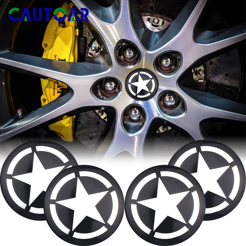 CMI1 4Pcs Car Wheel Hubcaps Stickers Five-Pointed Stars Logo Badge Hub Decal For Jeep Cherokee Compass Trail Hawk Liberty Commander