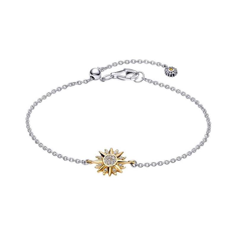 Pandora Sun pavé design trim Alloy 925 silver gold plated, copper, silver bracelet women s gold 562837CO1 серебряный