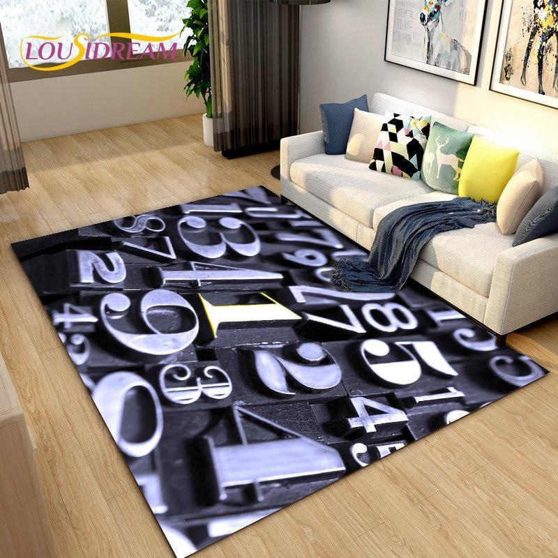 3D Letter Number Retro Nostalgia Area Rug,Carpet Rug for Living Room Bedroom Sofa Doormat,Kids Play Crawling Non-slip Floor Mat