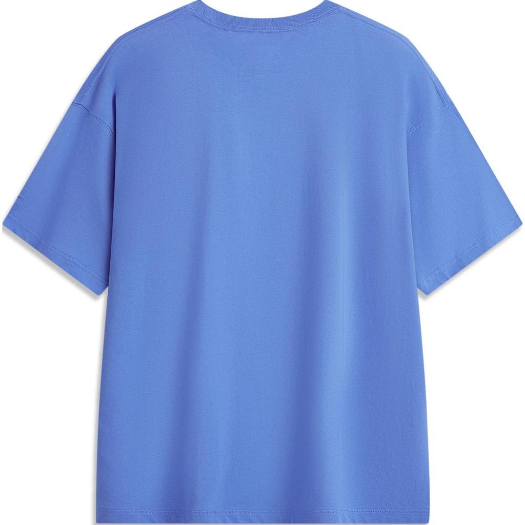 Li Ning X Disney Collaboration Stitch Series Letter Round Neck Comfortable Breathable Loose Short Sleeve T-Shirt Men T-Shirts Rainbow-Blue ATSU155-3