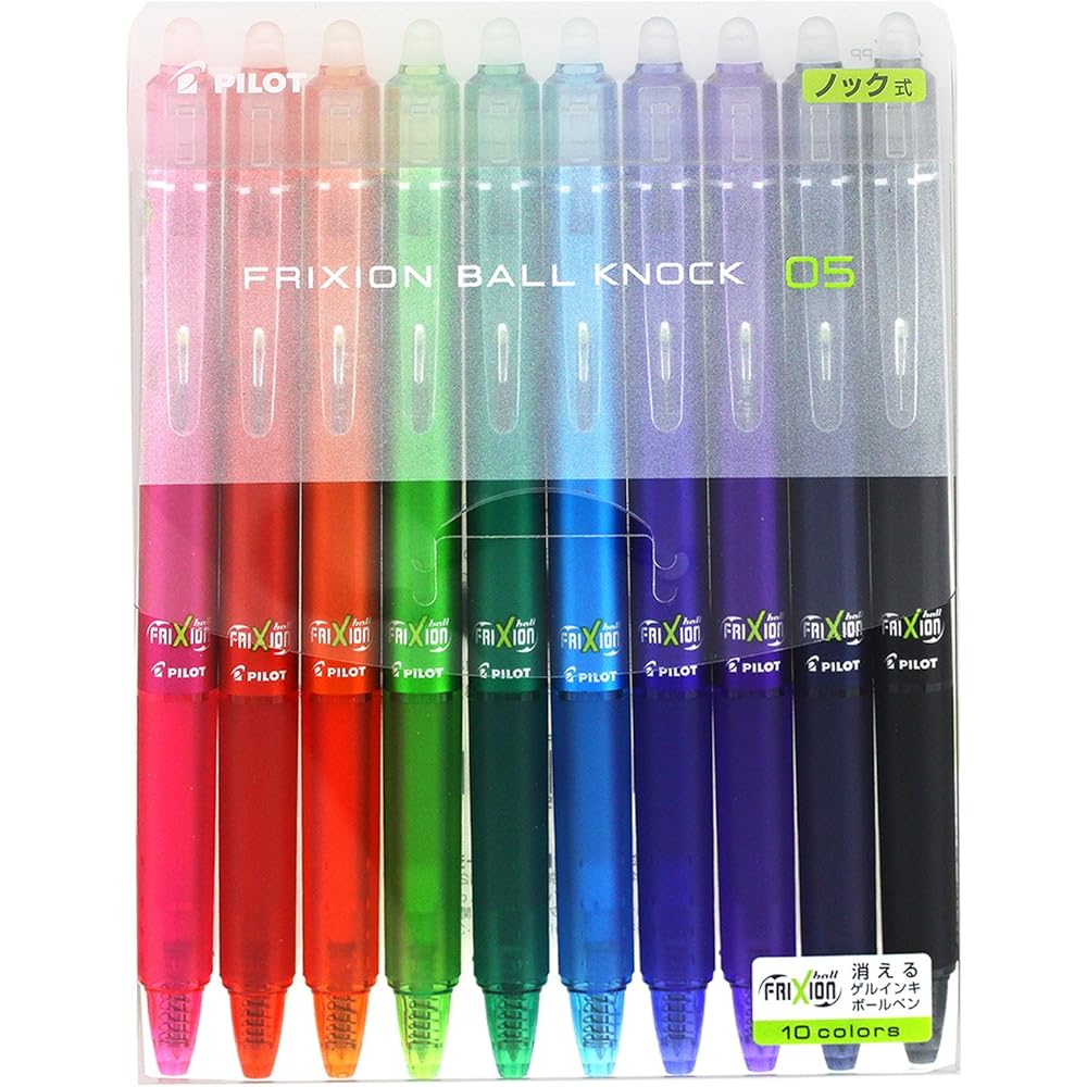 Pilot FriXion Ball Knock 0.5mm Erasable Gel Pen Set 10 Colors