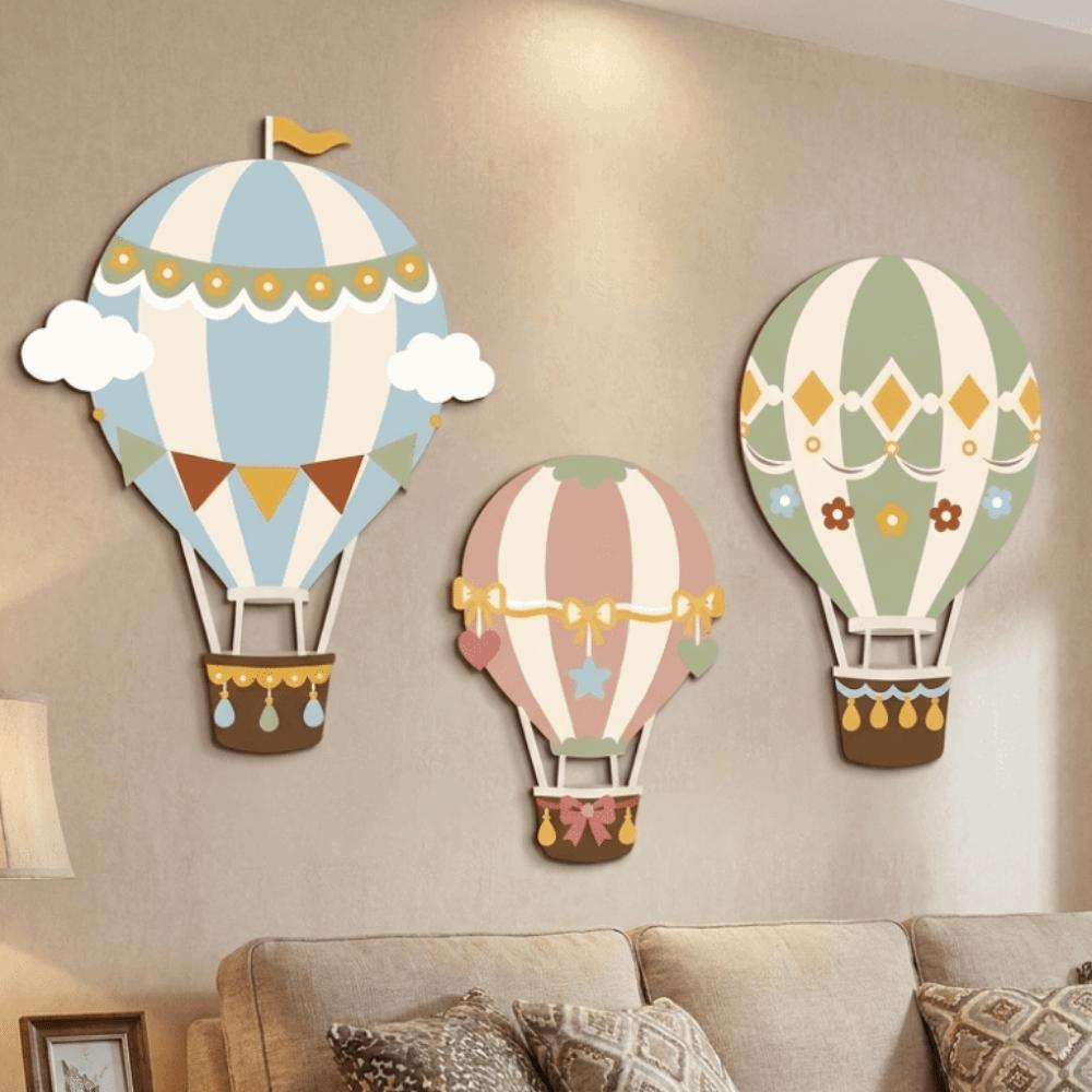 3PCS 3D Hot Air Balloon Decorative Panels Wooden Hot Air Balloons Decoration Restaurant