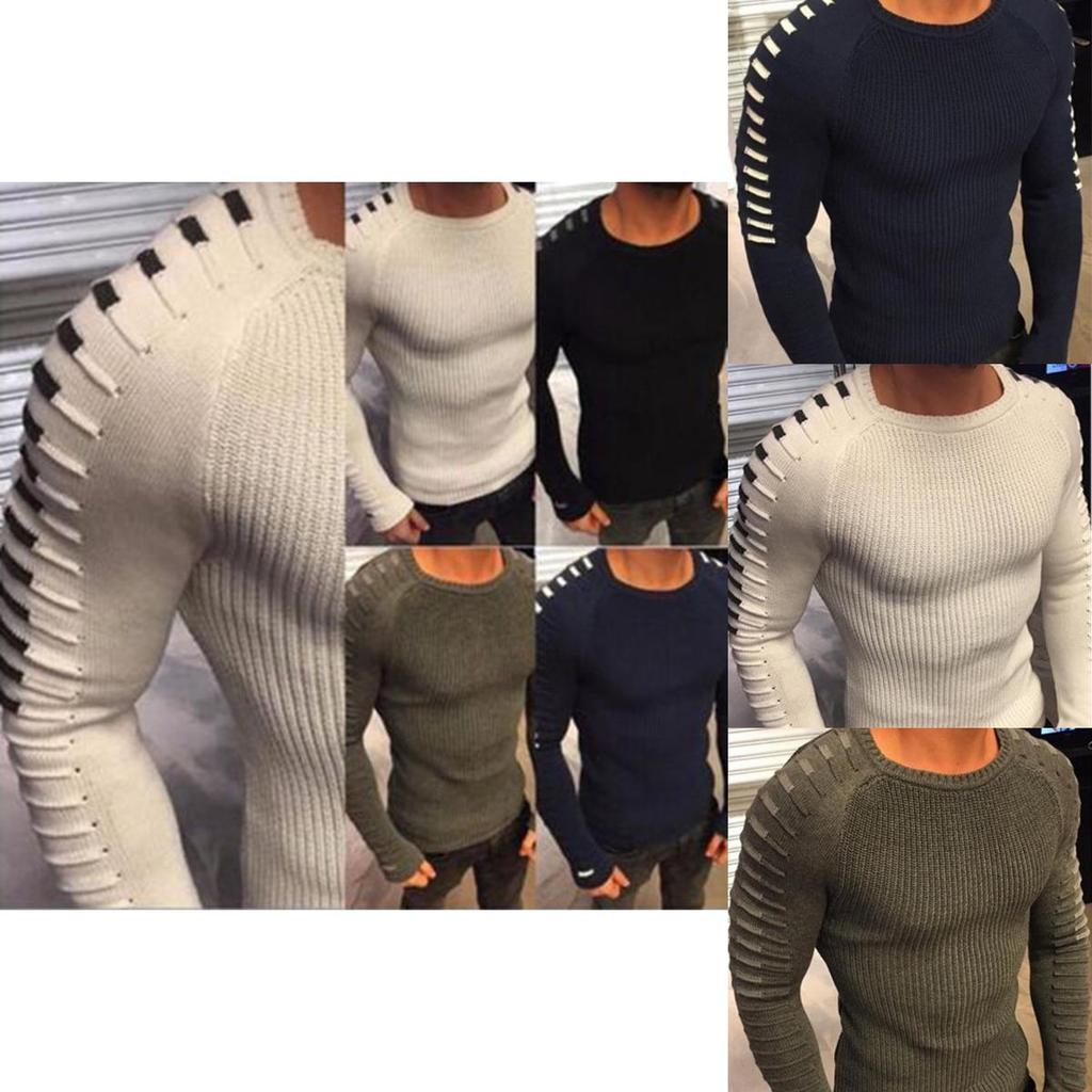 Premium Quality Fashion Men O-neck Knitting Sweater Long Sleeve Slim Fit Pullover Top