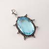 Sky Blue Topaz Gemstone Silver Boho Pendant 2.5" , 925 Sterling Silver Jewelry For Her APP-1-3
