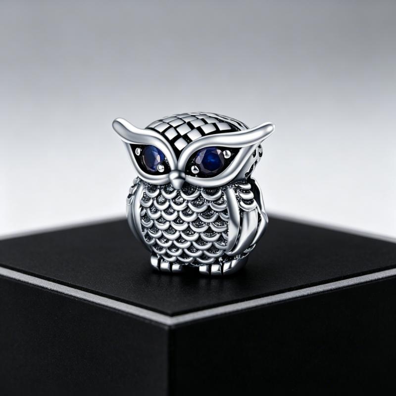 New 925 Silver Owl Zircon Charms Beads For Women Fit Bracelet DIY Birthday Party Jewelry Gifts