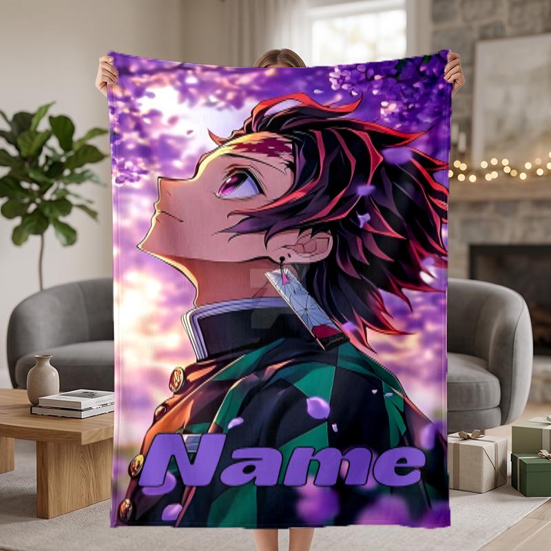 Tanjiro Custom Flannel Blankets Soft Warm Cozy Throws for Home Decor Holiday Gifts
