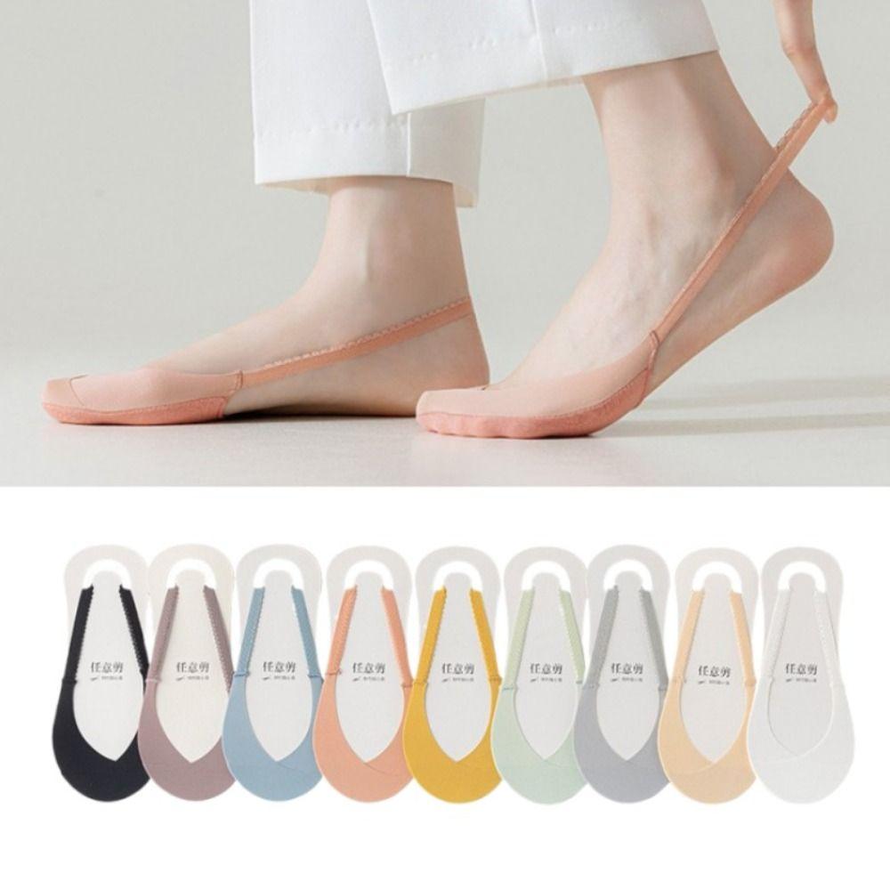 

1pair Ice Silk Invisible Socks Non-slip Half Feet Socks Soft Boat Socks Summer жовтий