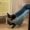 Fashion New Winter High Quality Women's Shoes Fashionable Solid Color Pointed Toe Thick Heel Zipper Style Women's High Heel Short Boots
