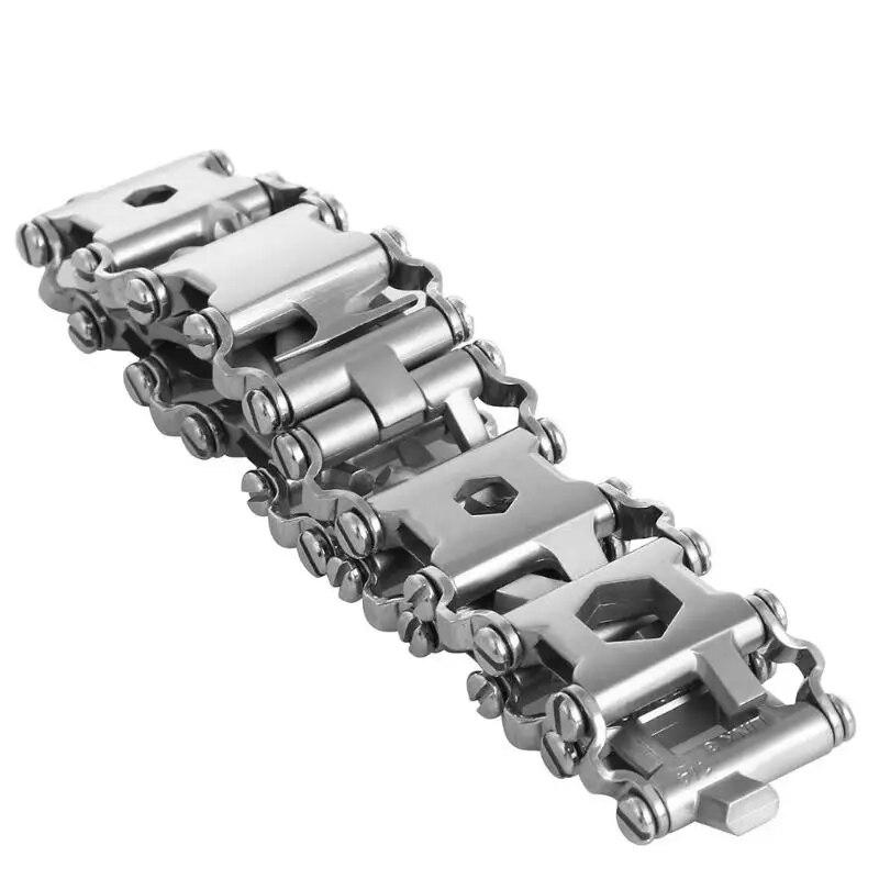Multifunction Tool Bracelet Tread Bracelet Stainless Steel Bolt Driver Tools Kit Friendly Wearable Bike Multitool Outdoor Tool