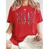 Women's Tee - Colorful Space Cartoon Pattern Graphic, Playful Galaxy Print Design for Casual Daily Wear
