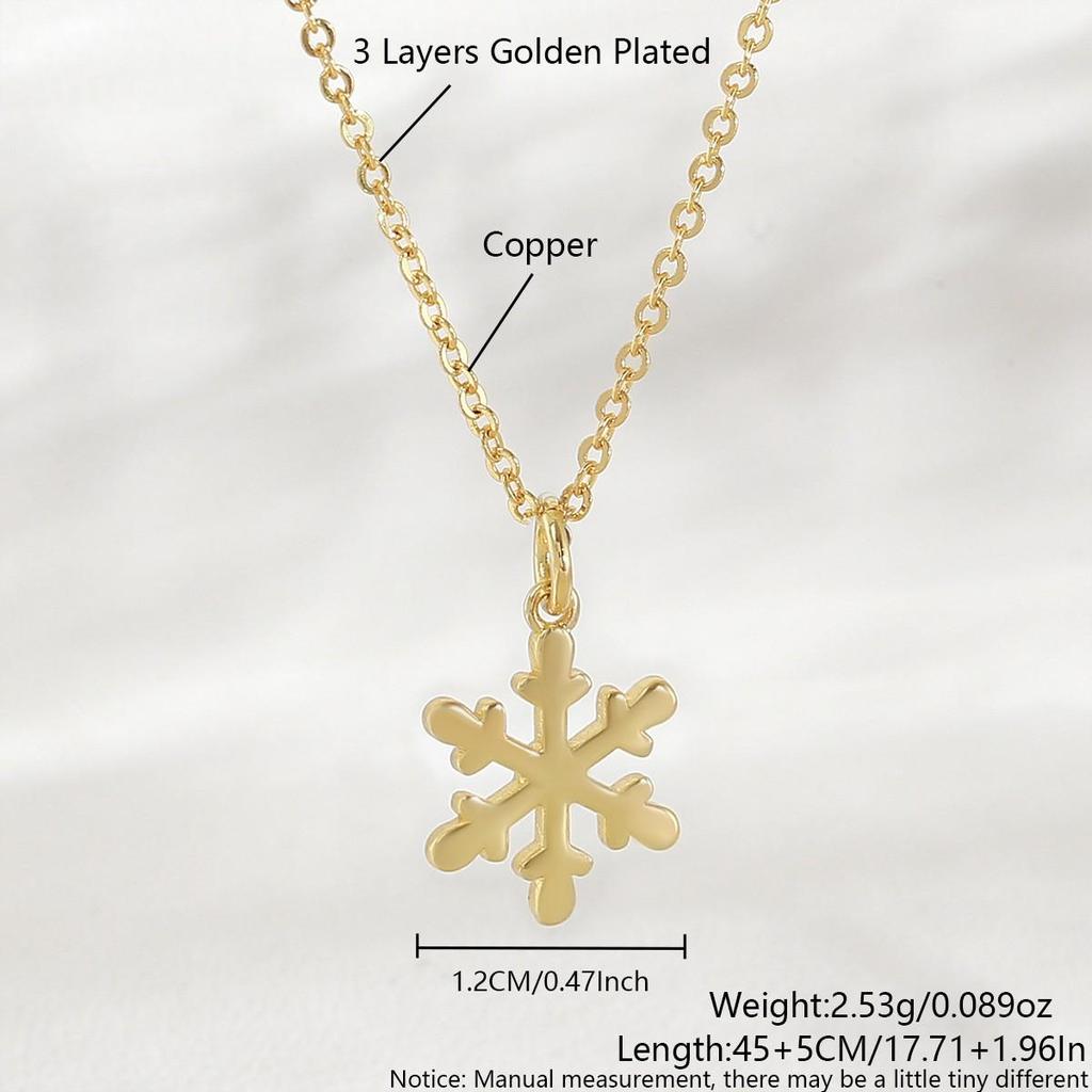 Gold-Plated Christmas Pendant Necklace: Snowman, Snowflake & Reindeer Charm - Perfect Gift for Her