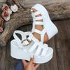 Fashion Women's Sandals 2025 Fashion Summer New High Quality Women's Sandals Peep Toe Wedge Solid Color Large Size Dress Shoes for Women