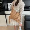 Vintage tassel hollow braided underarm bag women's summer versatile hand-woven vacation shoulder tote bag