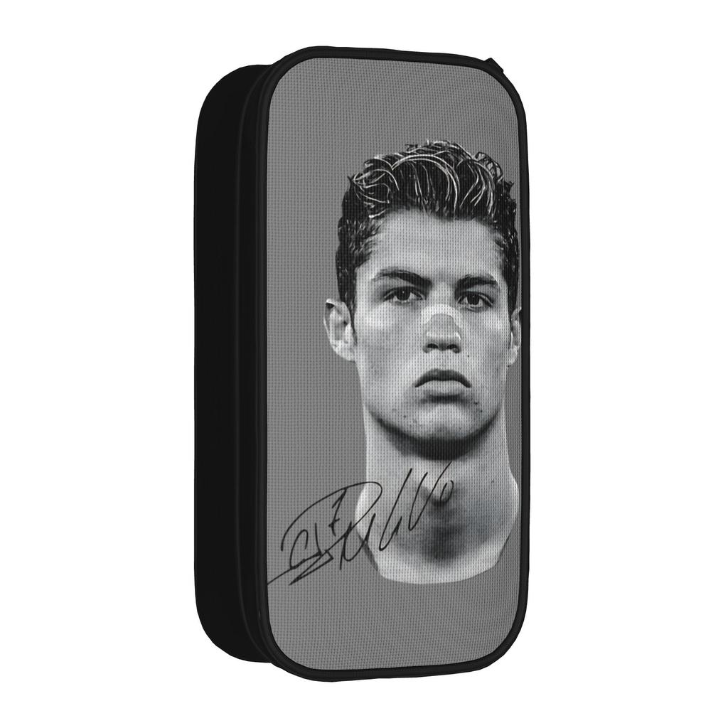 Classic Soccer Portrait Signature Pencil Cases CR-7 Pencilcases Pen Holder for Student Bag School Supplies Zipper Stationery