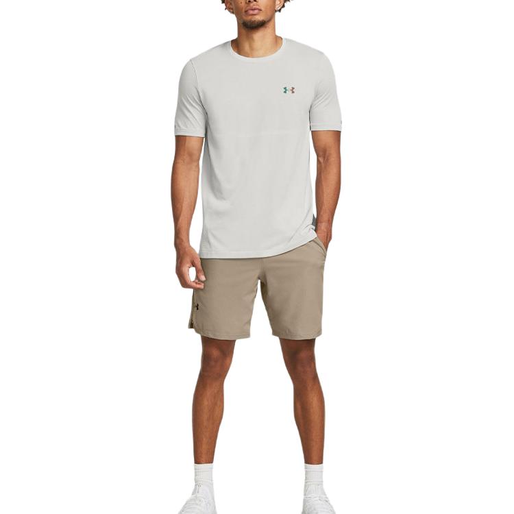 Under Armour UA Vanish Logo Breathable Quick-Dry Woven Casual Shorts Men shorts Khaki 1370382-203