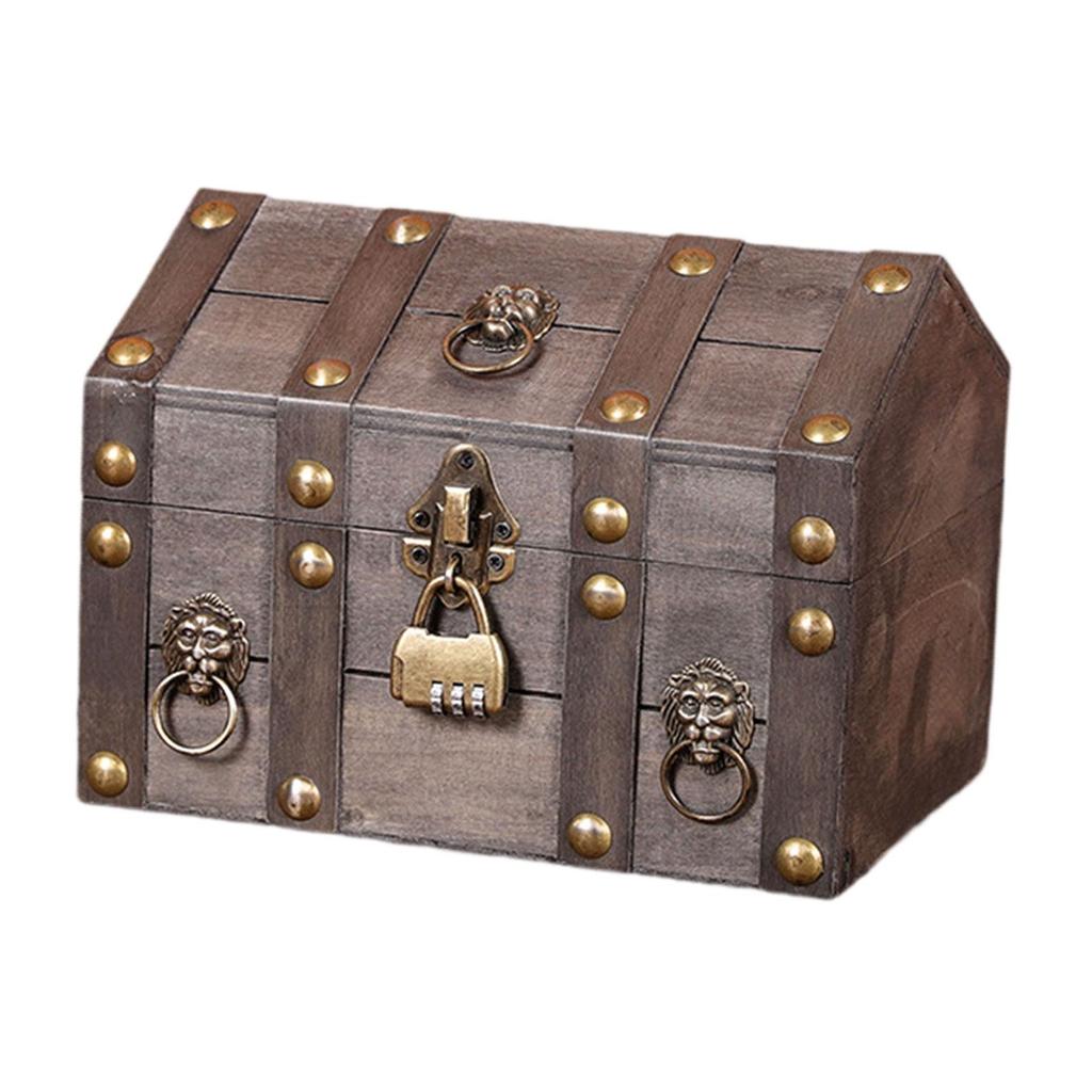 with Password Lock Made of Wood, Unique Jewelry Box in Antique Design for Women,