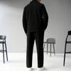 Men's Solid Color Fashion Cardigan Lapel Jacket Suit Loose Pants Long Sleeve Suit